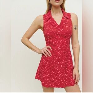 Reformation Leith Dress In red‎ Dots Sz 0 NWT